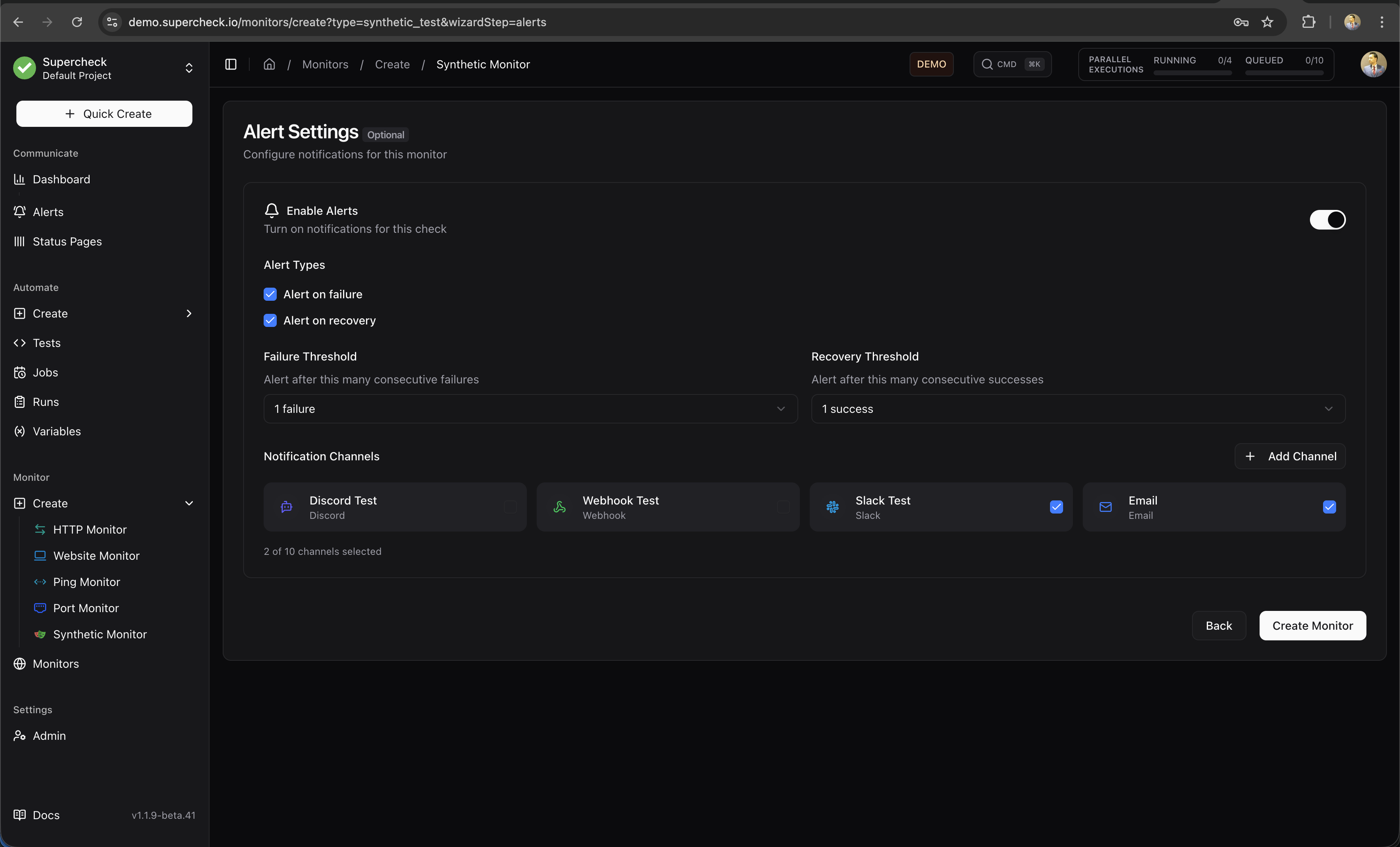 Alert Settings
